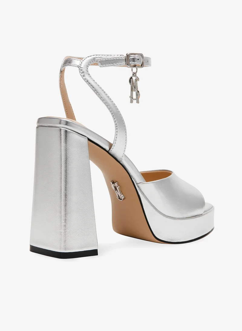 Steve Madden SILVER ZINFANDEL Ankle Strap Platform Heel Sandals for Women | Best Price UAE