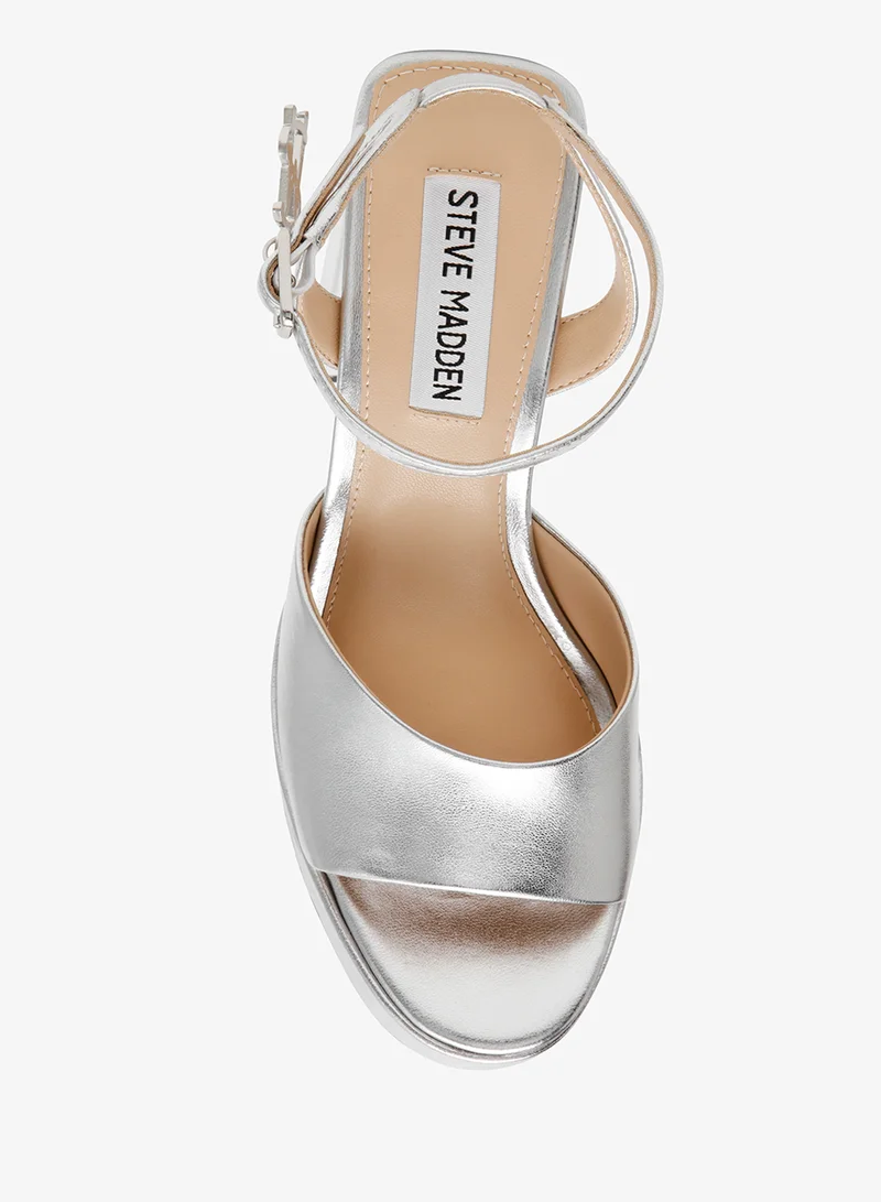 Steve Madden SILVER ZINFANDEL Ankle Strap Platform Heel Sandals for Women | Best Price UAE