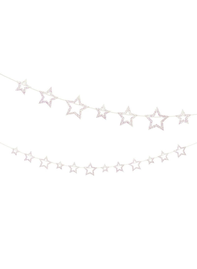 Unique Stars Garland White Pink Glitter Paper 182cm