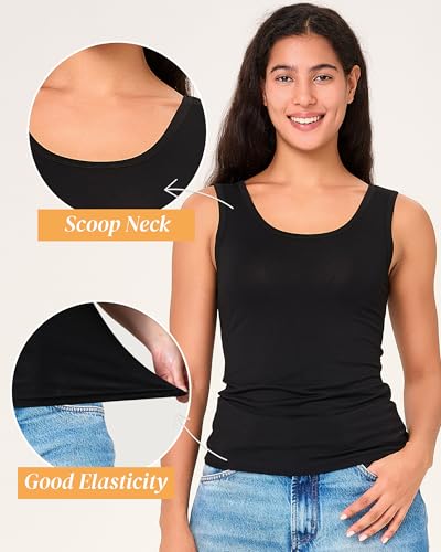 BAMBOO COOL Womens Camisole Tank Top Soft Wide Strap Cami Basic Layering Undershirt for Summer 4 Pack - Image 3