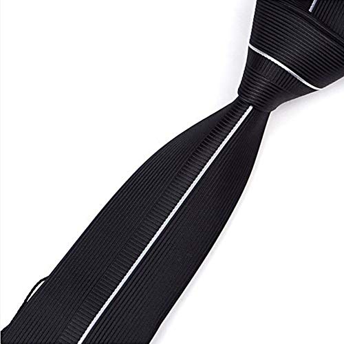 Manoble Men's Necktie Black 2.36 Inches Slim Tie + Gift Box - Image 3