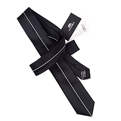Manoble Men's Necktie Black 2.36 Inches Slim Tie + Gift Box - Image 4