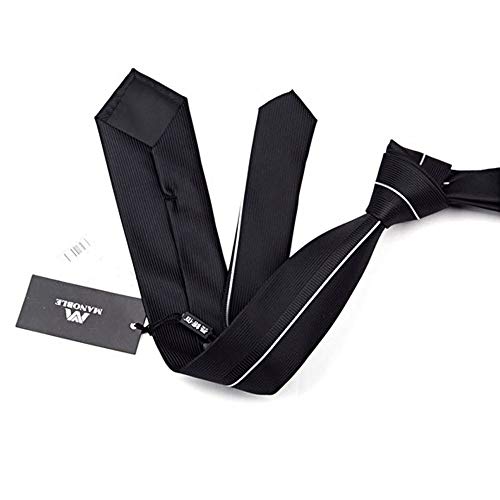 Manoble Men's Necktie Black 2.36 Inches Slim Tie + Gift Box - Image 5
