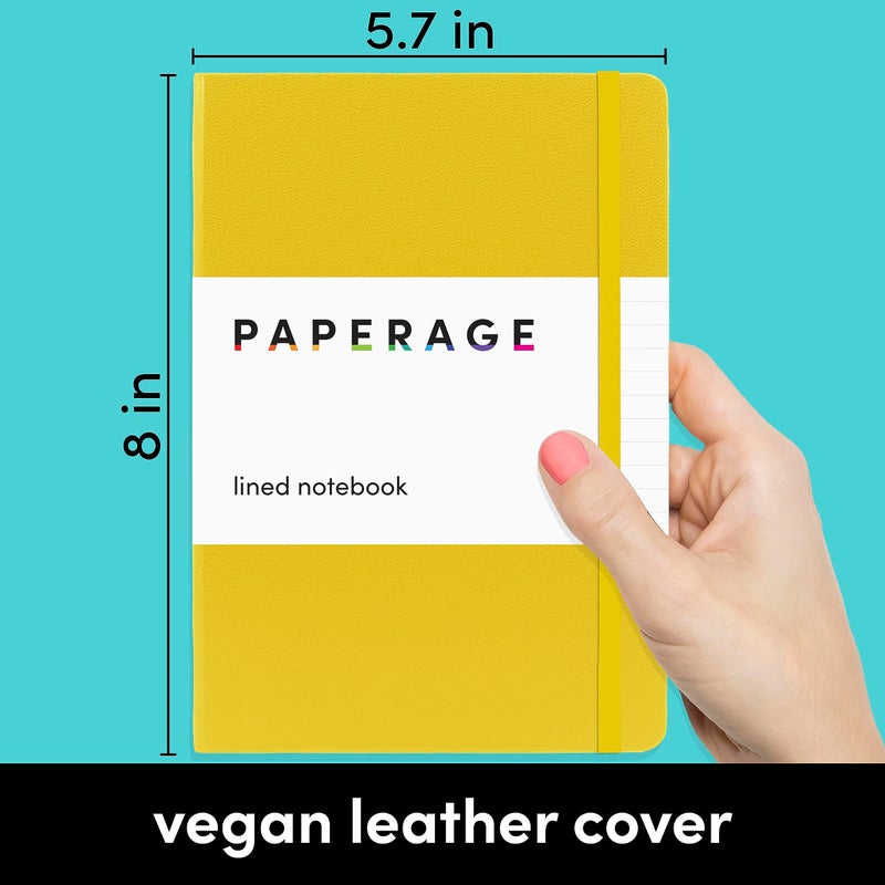 PAPERAGE Lined Journal Notebook, (Yellow), 160 Pages, Medium 5.6 in x 8 in - 100 GSM Thick Paper â€“ Hardcover Journaling Notebook for Work, School & Note Taking - Image 2