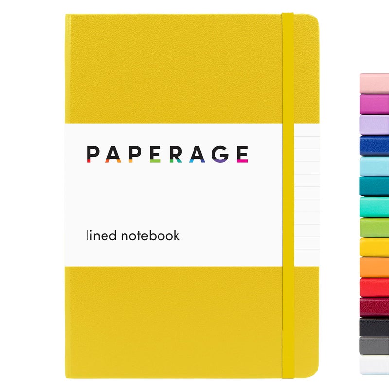 PAPERAGE Lined Journal Notebook, (Yellow), 160 Pages, Medium 5.6 in x 8 in - 100 GSM Thick Paper â€“ Hardcover Journaling Notebook for Work, School & Note Taking - Image 1