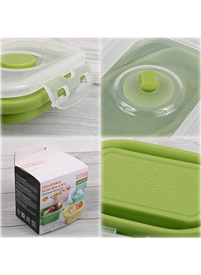 HOOKOR Collapsible Silicone Food Storage Containers with Clip-on Airtight Lids - Set of 4: Space-Saving, Microwave/Fridge/Dishwasher Safe  - Image 2