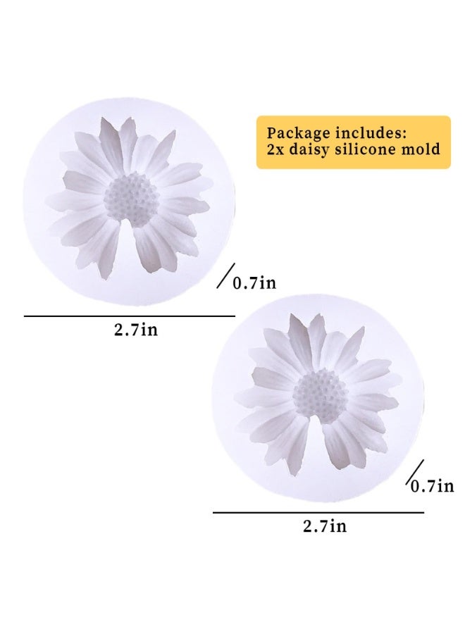 2 Pcs 3D Daisy Flower Silicone Mold, Fondant and Chocolate Mold for Cake and Cupcake Decoration, Resin Candle and DIY Soap Wax Mold - Image 2