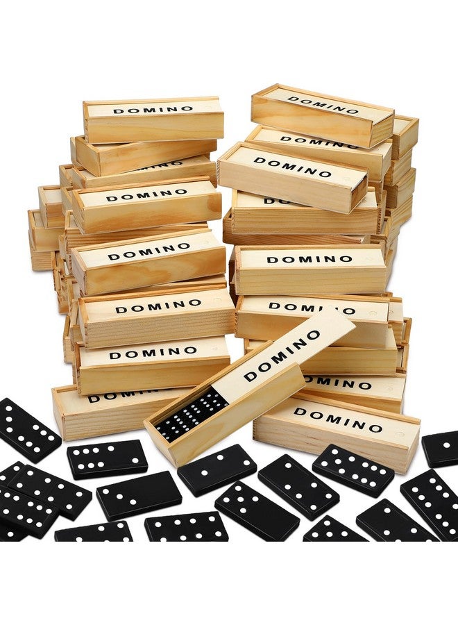 هونغداو مجموعة مكونة من 24 قطعة من قطع الدومينو الصغيرة، مجموعة مكونة من 6 قطع دومينو خشبية مصغرة كلاسيكية، ألعاب لوحية، هدايا حفلات، صندوق سفر، ألعاب تعليمية للكبار مع حقيبة خشبية بنية اللون - Image 1