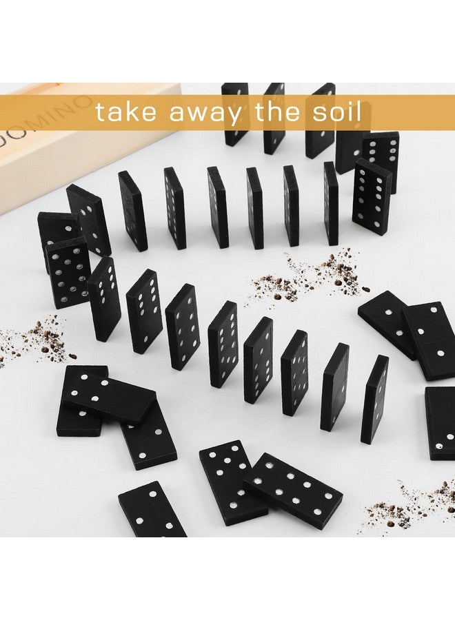 هونغداو مجموعة مكونة من 24 قطعة من قطع الدومينو الصغيرة، مجموعة مكونة من 6 قطع دومينو خشبية مصغرة كلاسيكية، ألعاب لوحية، هدايا حفلات، صندوق سفر، ألعاب تعليمية للكبار مع حقيبة خشبية بنية اللون - Image 4
