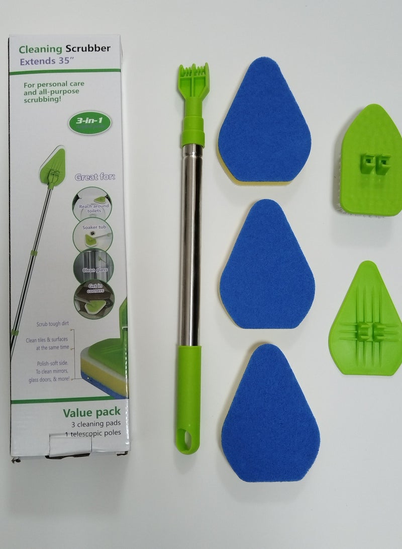 جين لى تشيانغ فرشاة مثلثة بمقبض طويل تلسكوبي متعددة الوظائف من EFUMKE، فرشاة أرضية، فرشاة بلاط، فرشاة تنظيف حوض الاستحمام والحمام، إسفنجة - Image 1