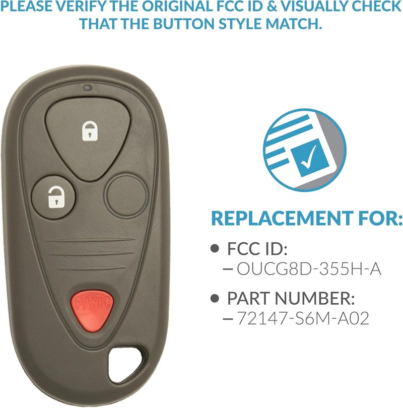 Keyless2Go Replacement 3 Button Remote for Acura OUCG8D-355H-A 72147-S6M-A02 - Image 4