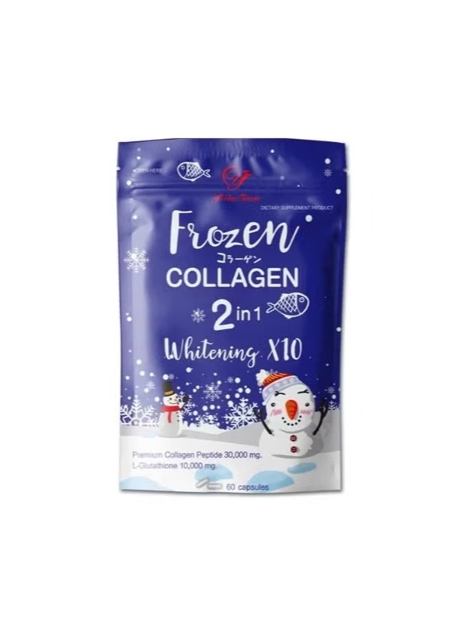 وينز تاون عبوتان من فروزن كولاجين 2 في 1 للتبييض – كولاجين ببتيد ممتاز 10X بتركيز 30,000 ملغ + إل-جلوتاثيون 10,000 ملغ – 60 كبسولة في كل عبوة، لتفتيح البشرة ومقاومة الشيخوخة - Image 3