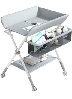 Jorunb Baby Diaper Changing Tables, Foldable Changing Table with Wheels, Portable Diaper Changing Station, Adjustable Height Baby Changing Table with Wheels, Safety Belt and Large Storage Rack for Infant  - Image 1