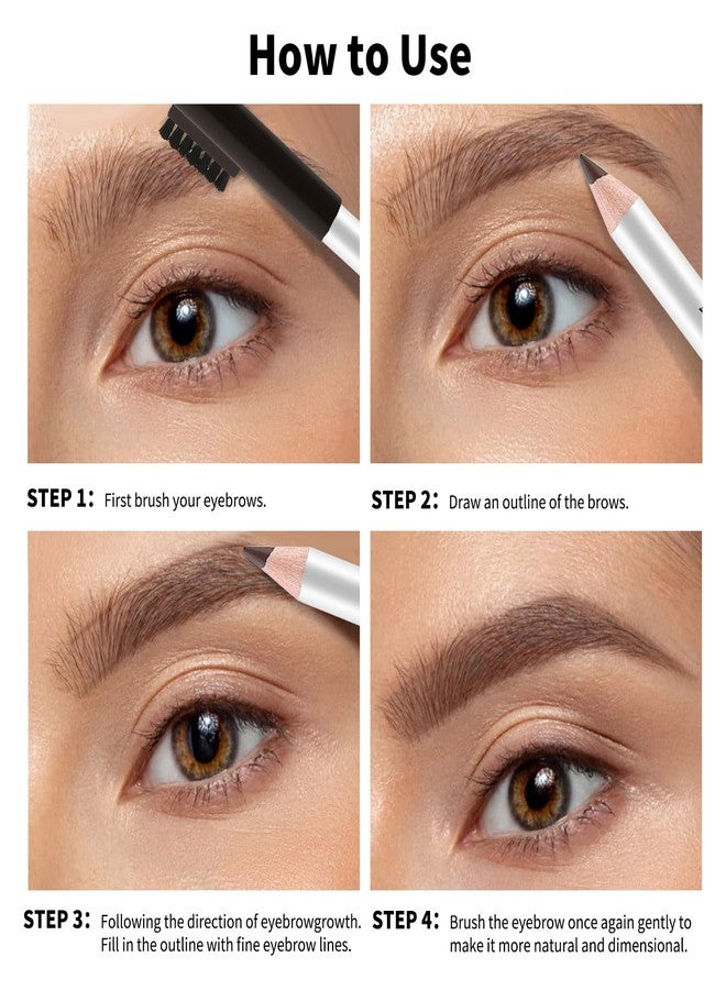 بوبين مجموعة أقلام تحديد الحواجب من بوبين، 12 قلمًا مع فرشاة ناعمة، قلم حواجب طبيعي مقاوم للماء 2 في 1، مكياج حواجب يدوم طويلًا، مجموعة أقلام تحديد الحواجب باللون الأسود - Image 4