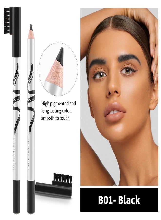 بوبين مجموعة أقلام تحديد الحواجب من بوبين، 12 قلمًا مع فرشاة ناعمة، قلم حواجب طبيعي مقاوم للماء 2 في 1، مكياج حواجب يدوم طويلًا، مجموعة أقلام تحديد الحواجب باللون الأسود - Image 5