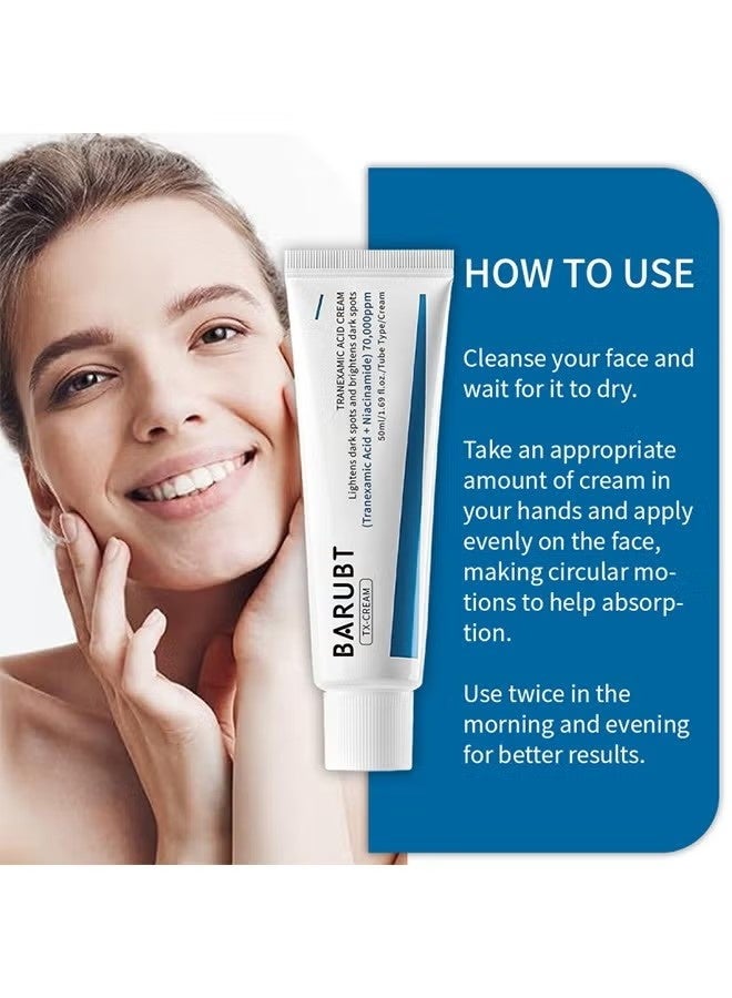 باروبت TX-CREAM ، كريم حمض ترانيكساميك ، يضيء البقع المظلمة ويضيء البقع المظلمة ، (حمض ترانيكساميك + نياسيناميد) 70,000ppm 50 مل - Image 3