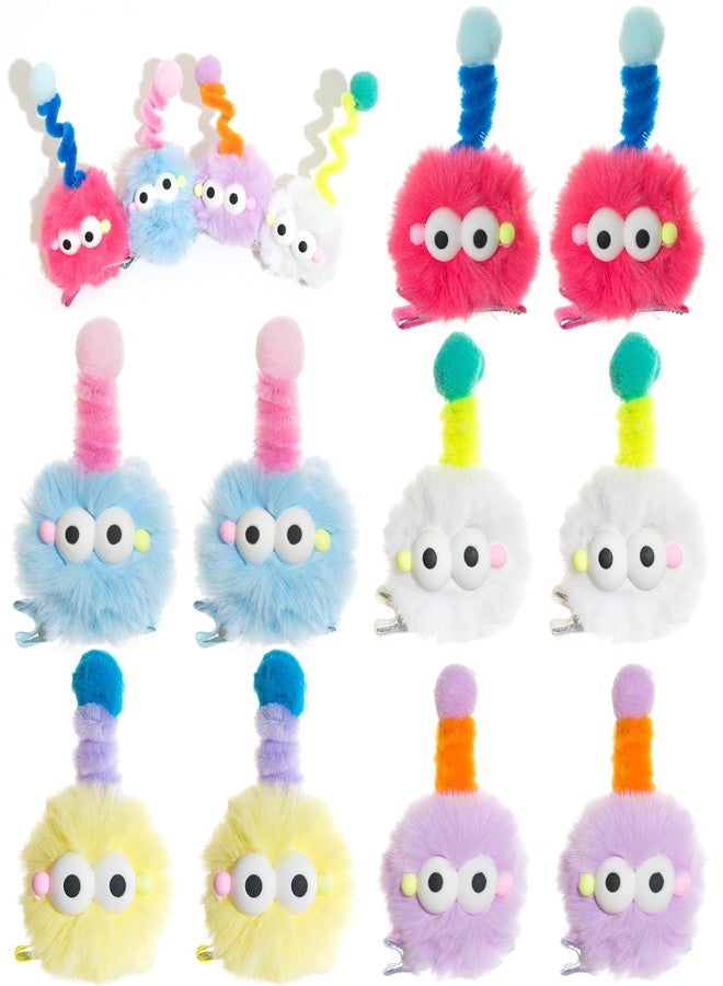 Jeffan 10 PCS Cartoon Pom Poms Hair Clips, Crazy Hair Day Accessories for Kids, Fuzzy Pom Poms Hair Barrettes for Crazy Hair(5 Pairs) - Image 1