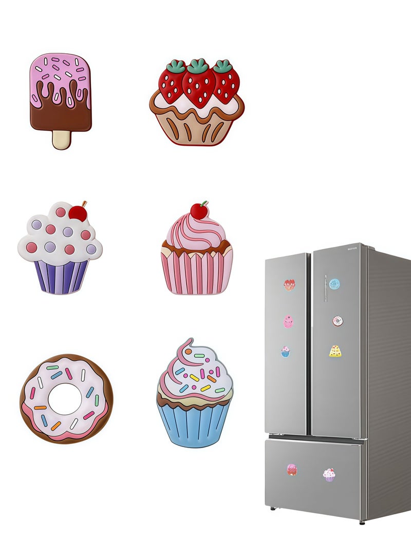 6 قطع من مغناطيسات الثلاجة على شكل كعكة، ملصقات مغناطيسية للسبورة البيضاء على شكل كعكة لتزيين المنزل (مغناطيسات الثلاجة على شكل كعكة) - Image 1