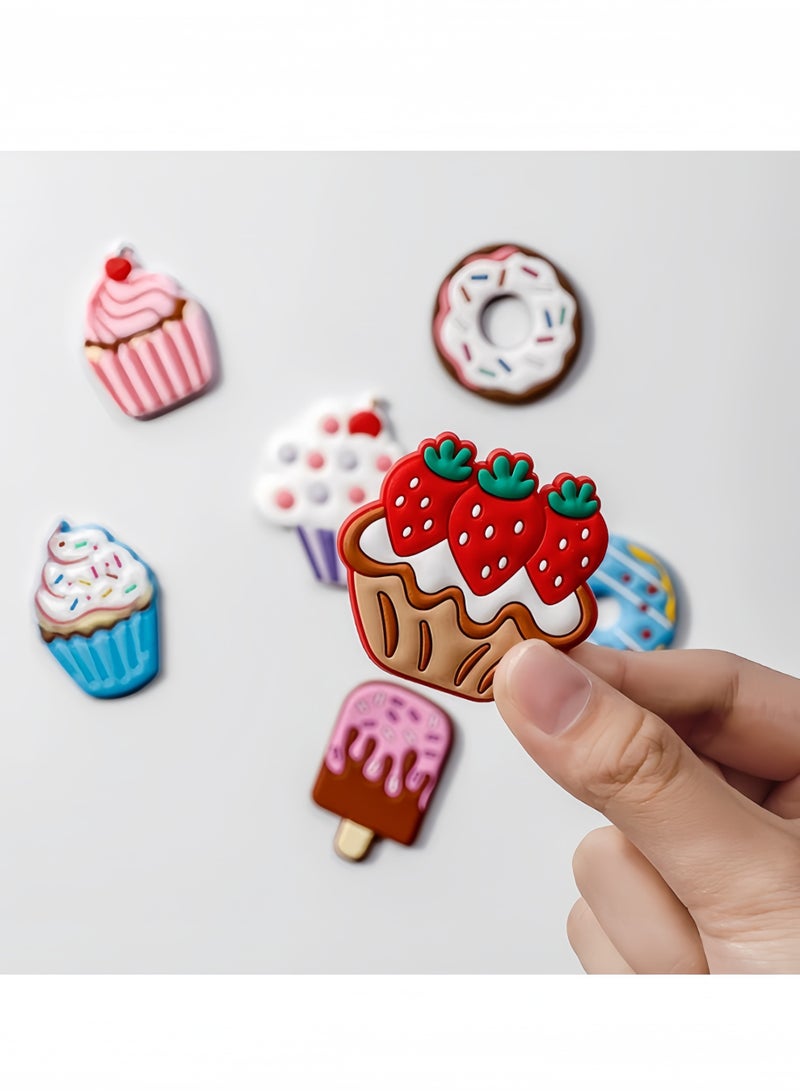 6 قطع من مغناطيسات الثلاجة على شكل كعكة، ملصقات مغناطيسية للسبورة البيضاء على شكل كعكة لتزيين المنزل (مغناطيسات الثلاجة على شكل كعكة) - Image 2