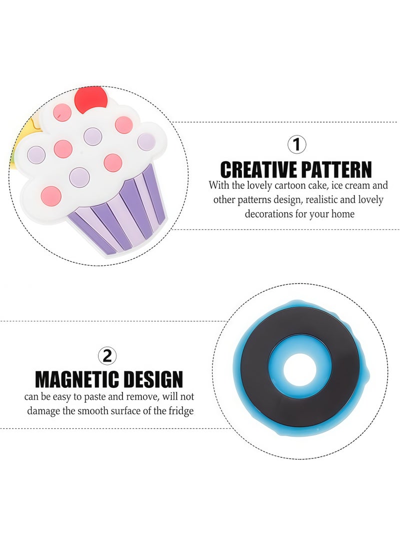 6 قطع من مغناطيسات الثلاجة على شكل كعكة، ملصقات مغناطيسية للسبورة البيضاء على شكل كعكة لتزيين المنزل (مغناطيسات الثلاجة على شكل كعكة) - Image 3