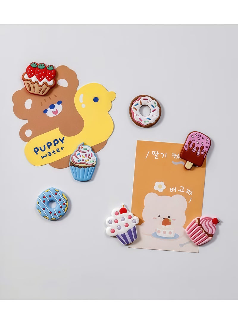 6 قطع من مغناطيسات الثلاجة على شكل كعكة، ملصقات مغناطيسية للسبورة البيضاء على شكل كعكة لتزيين المنزل (مغناطيسات الثلاجة على شكل كعكة) - Image 5