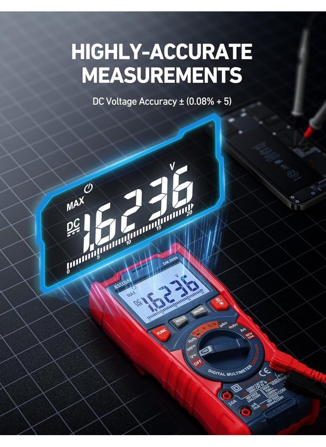 AstroAI Digital Multimeter Tester TRMS 20000 Counts with Higher Resolution Auto-Ranging Voltmeter  - Image 2
