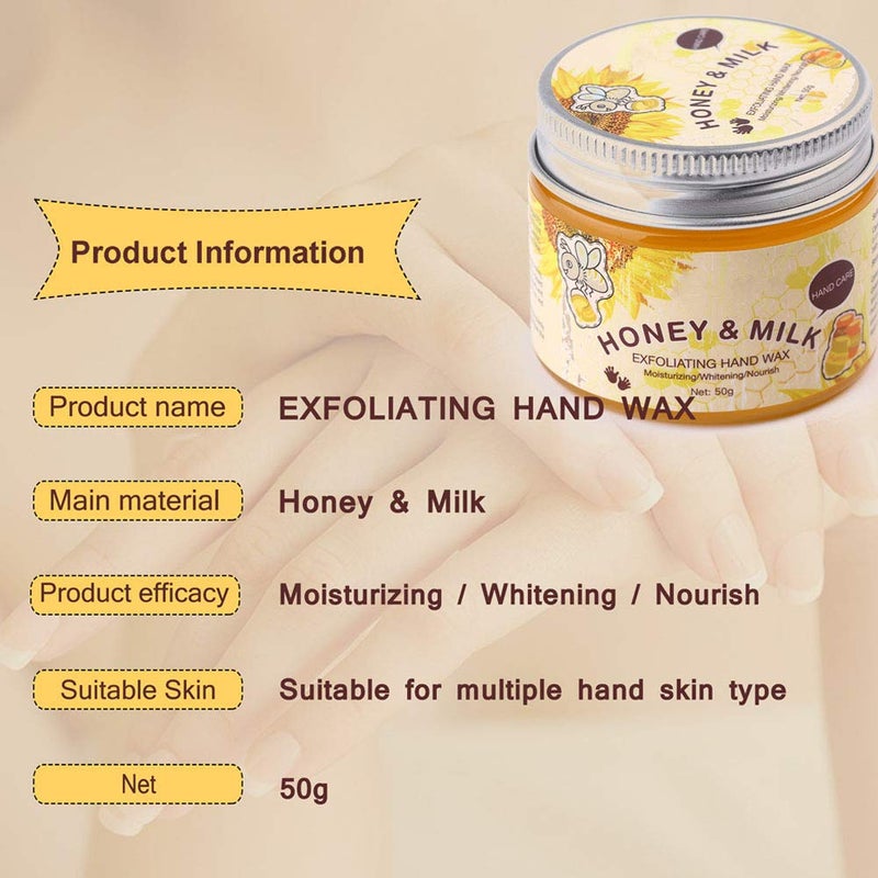 HURRISE قناع ترطيب اليدين HURRISE 50G، قناع ترطيب مقشر بالحليب والعسل لتفتيح اليدين للعناية باليدين الجافة والمتشققة وإصلاح البشرة الخشنة للنساء والرجال - Image 5