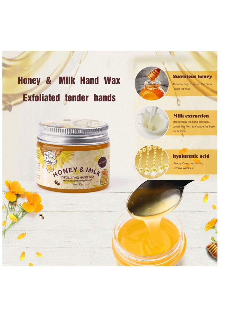 HURRISE - 50G Hand Moisturizing Mask, Milk Honey Exfoliating Moisturizing Lightening Hand Care Mask For Dry Cracked Hands Repair Of Rough Kkin For Women And Men - Image 1