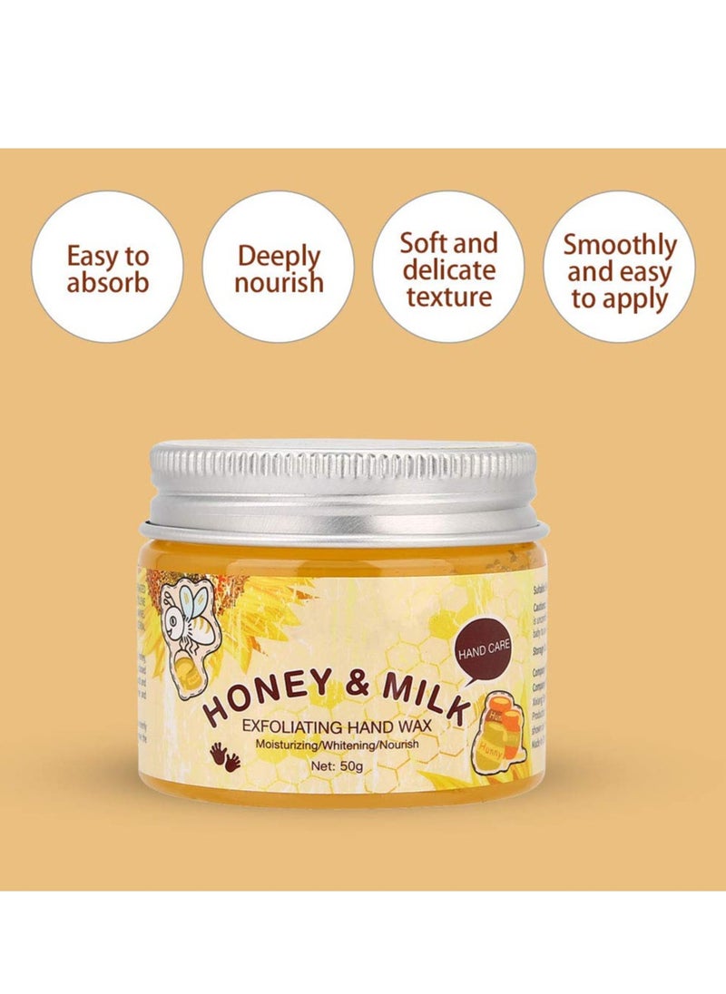HURRISE - 50G Hand Moisturizing Mask, Milk Honey Exfoliating Moisturizing Lightening Hand Care Mask For Dry Cracked Hands Repair Of Rough Kkin For Women And Men - Image 1