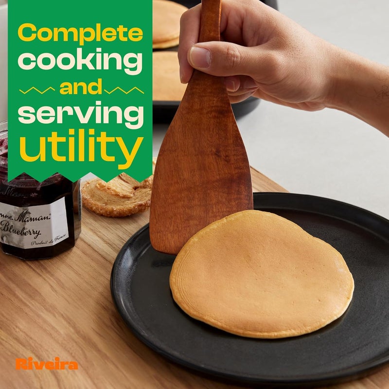 Riveira 's 9-Piece Dark Brown Kitchen Essentials Wooden Cooking Utensils Set - Complete Kitchen Utensils Set for Gourmet Results - Image 3