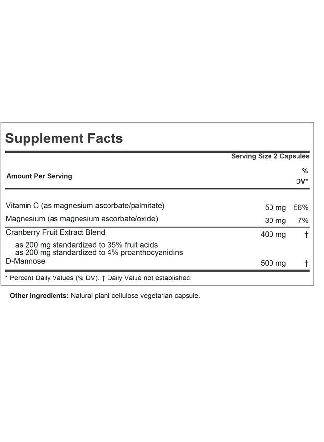 ANDREW LESSMAN Cranberry with D-Mannose - 30 Capsules - Supports Bladder, Kidney and Urinary Tract Health. High Potency Standardized Cranberry Concentrate and D-Mannose. Easy to Swallow Capsules - Image 2