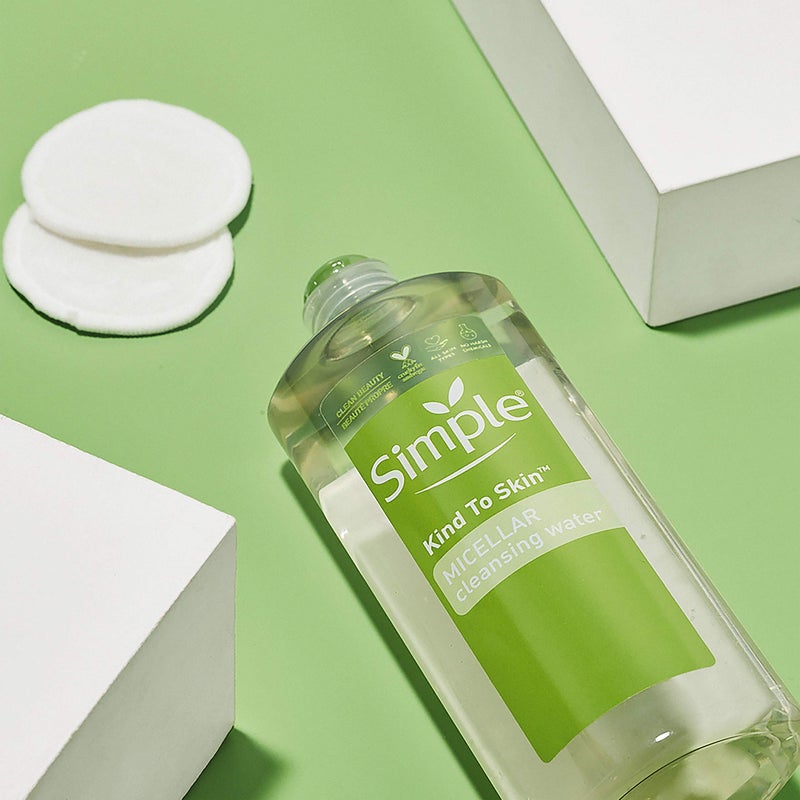 Simple Kind to Skin Cleansing Water Cleanser and Makeup Remover for All Skin Types Micellar Boosts Skin's Hydration by 90 percent 13.5 oz, Pack of 6 (Packaging May Vary) - Image 2