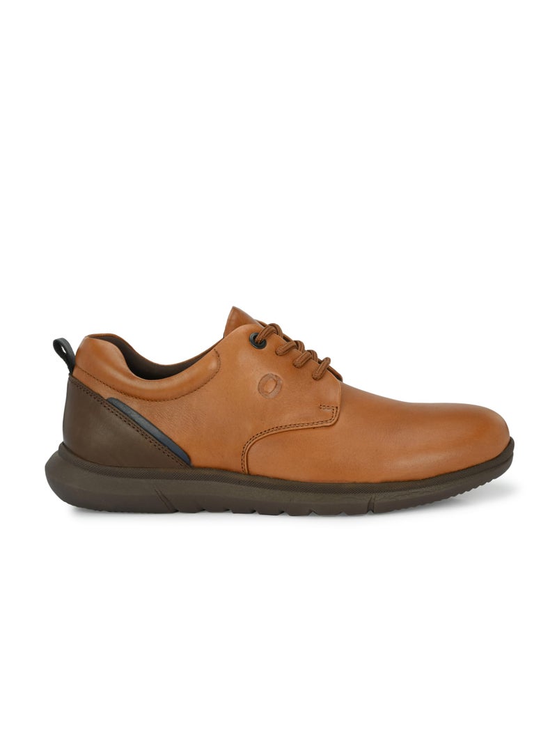 egoss Genuine Leather Sneaker Casual Shoes for Men (Tan-9)-ES-26 - Image 3