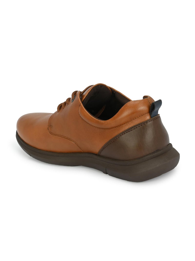 egoss Genuine Leather Sneaker Casual Shoes for Men (Tan-9)-ES-26 - Image 2