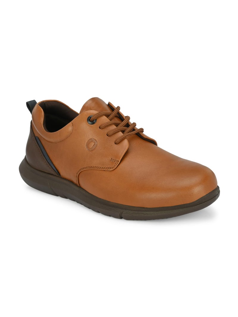 egoss Genuine Leather Sneaker Casual Shoes for Men (Tan-9)-ES-26 - Image 1