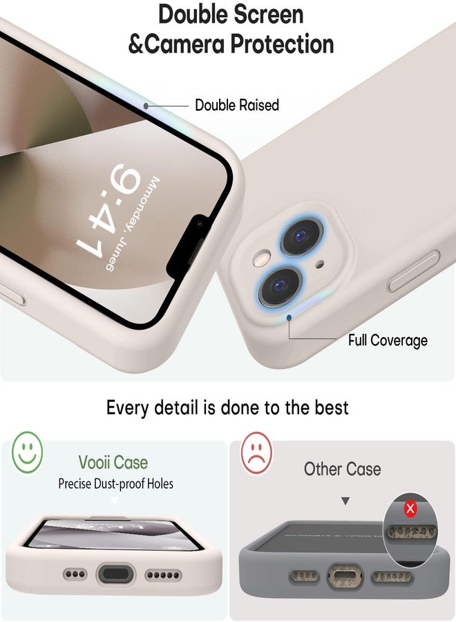 Vooii Compatible with iPhone 13 Case, Liquid Silicone Upgrade [Camera Protection] [Soft Anti-Scratch Microfiber Lining] Shockproof Phone Case for iPhone 13 6.1 inch - Stone - Image 3