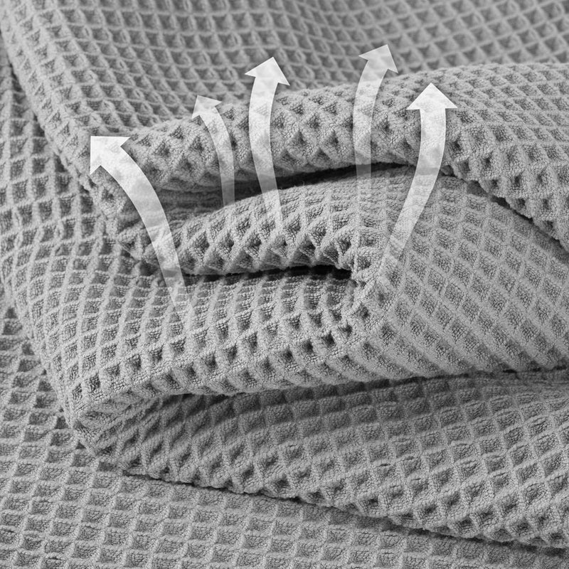MICROFI New Microfiber Waffle Bath Towels, 2 Pieces, Oversized, Soft, Absorbent, Fast Drying, Lint Free (Silver) - Image 2