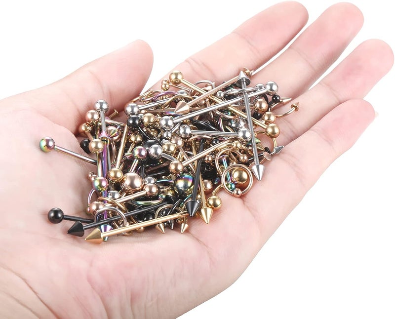Xpircn Store 150PCS Piercing Kit Jewelry Stainless Steel Lip Nose Tongue Tragus Cartilage Daith Eeybrow Belly Button Rings Body Piercing Tools 14G 16G 20G - Image 5