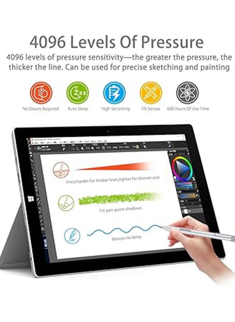 Surface Pen Compatible with Microsoft Surface with 4096 Pressure for Surface Pro 7/6/5/4/3, Surface Laptop, Surface Book, Surface Go HP Pavilion Windows Ink Pen Palm Rejection Tilt Shadow