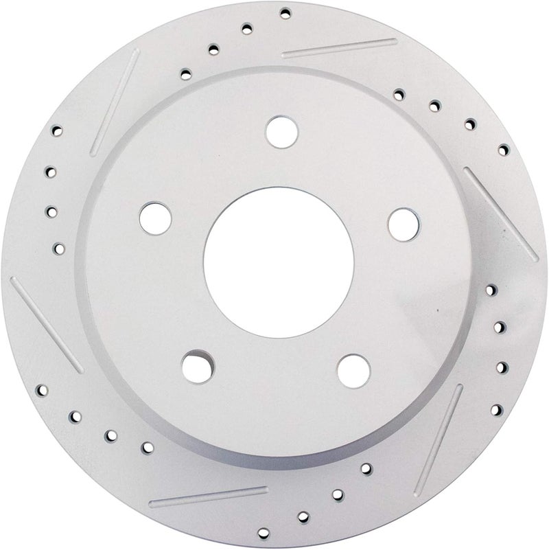 TRQ Rear Brake Rotor Set G Coated Solid Drilled and Slotted Compatible with 1999-2004 Jeep Grand Cherokee - Image 5