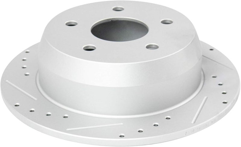 TRQ Rear Brake Rotor Set G Coated Solid Drilled and Slotted Compatible with 1999-2004 Jeep Grand Cherokee - Image 4