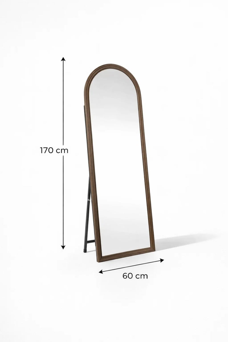 ماريا هومز مرآة أرضية بطول كامل بإطار خشبي بني مقوس 170x60 سم - Image 5