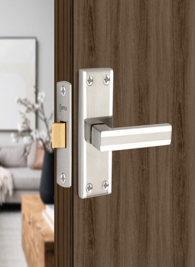SUPRA Ultra Strong Bathroom Door Latch for Residential & Commercial Spaces I S130 Two Tone 125mm Latch Stainless Steel Handle Set for Bathroom Door (Stainless Steel Finish) - Image 1