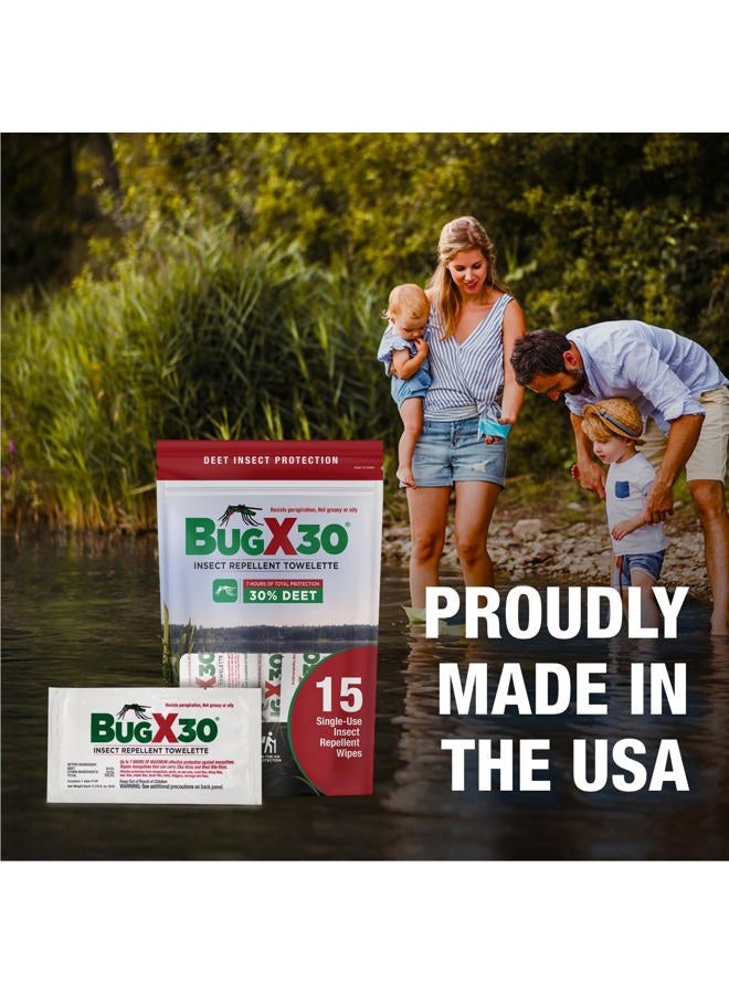 coretex Bug X 30 Mosquito, Tick, & Insect Repellent Wipes with 30% DEET - Pack of 25 Single-Use Bug Repellent Wipes for 7 Hours of Protection - Protects Against 12 Types of Insects - Image 2