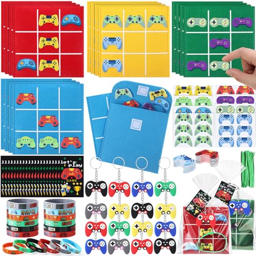Arrowbash 164 Pcs Video Game Party Favors Set Gamer Birthday Party Favors Goodie Bags Stuffers Tic Tac Toe Board Game Supplies Gaming Gifts Boxes Classroom Rewards for Boys Kids - Image 1