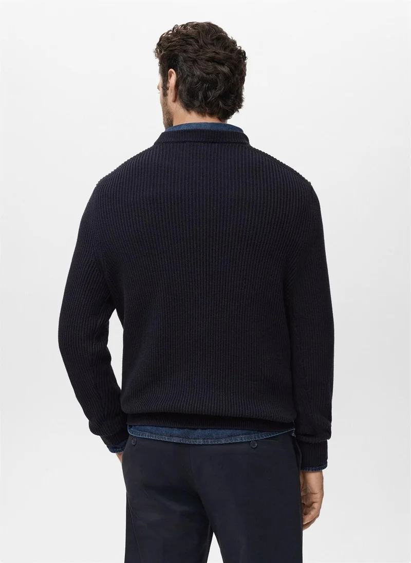 مانجو مان Fine rib-knit cotton sweater