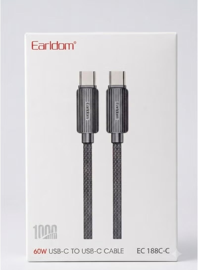 Earldom Grey Braided USB-C Cable 60W, 1 Meter, Fast Charging & Data Sync Cable Compatible with MacBook Air, iPad, Samsung Galaxy & USB-C Devices - Image 2