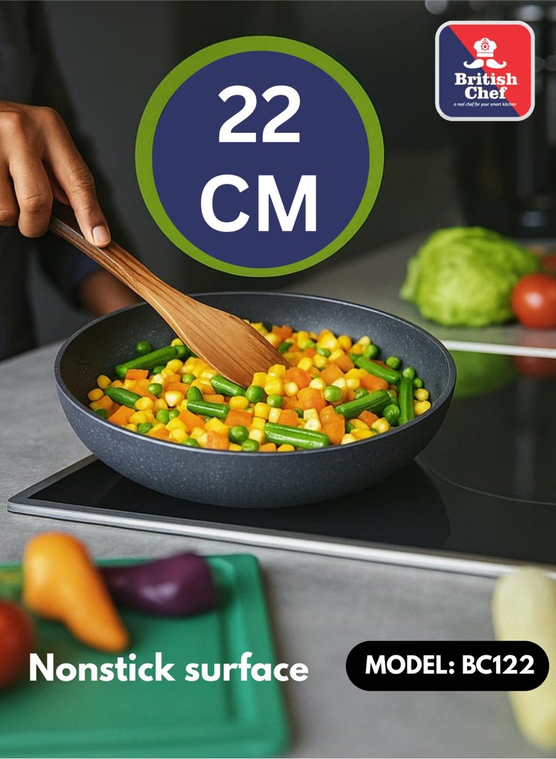 British Chef Frying Pan with Durable Marble Coating Induction Safe Non-Stick Frying | 5-Layer Nonstick Surface | Durable Forged Construction | Easy-Clean & Scratch-Resistant Cookware BC122 - Image 2