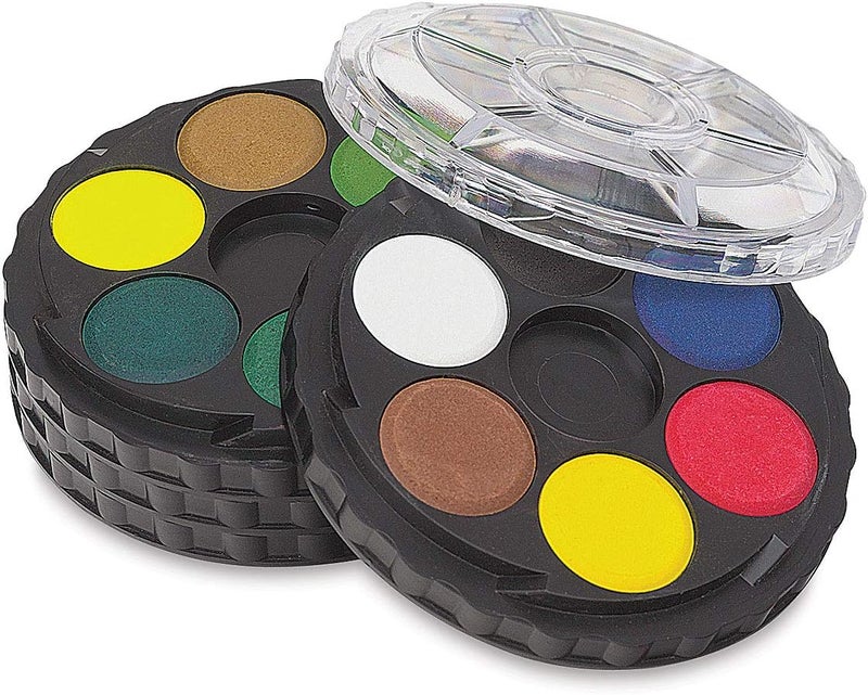 Koh-I-Noor Watercolor Wheel Stack Pack with 24 Opaque Colors in Interlocking Trays - Image 1
