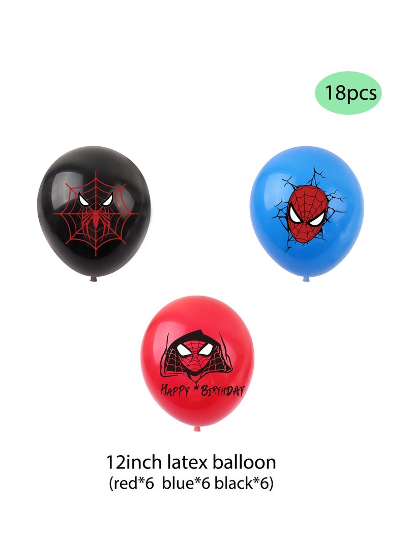 Spiderman Birthday Party Decorations Kit - Superhero Themed Pull Flags, Paper Plates & Cups Set, Tablecloth & Backdrop for Kids Celebration - Image 3